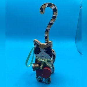 Vintage 1991 Kurt Adler Wooden Cat Ornament
